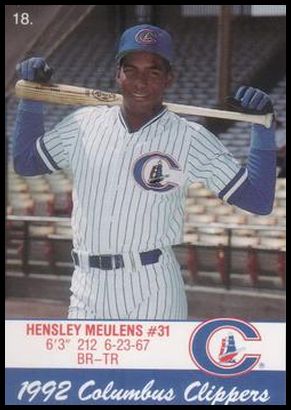 1992 Columbus Clippers Team Issue 18 Hensley Meulens